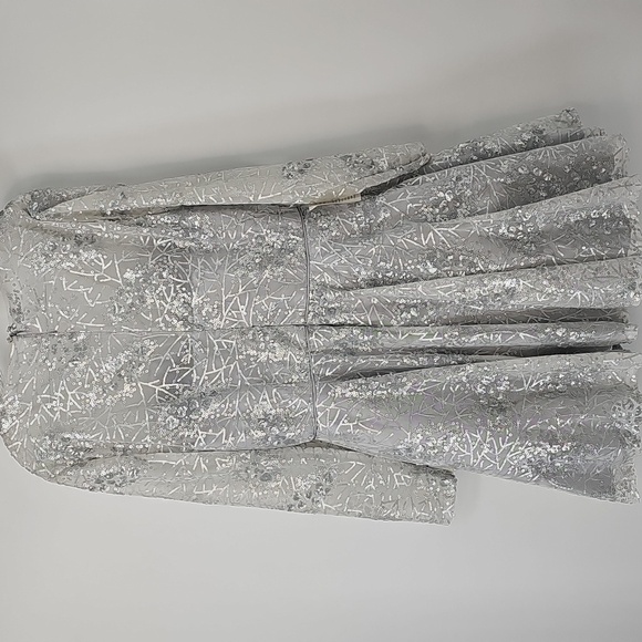 COLORS Silver Sequin Corsette Top Deep V-neck Tulle Slip Fit & Flare Dress Sz:14 - Picture 11 of 17